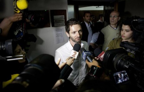 Uri Blau speaks to press (photo: Caravan via Oren Ziv/AFP/Getty images)